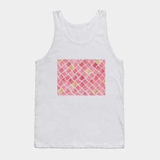 Red and Ochre Basketweave Tank Top